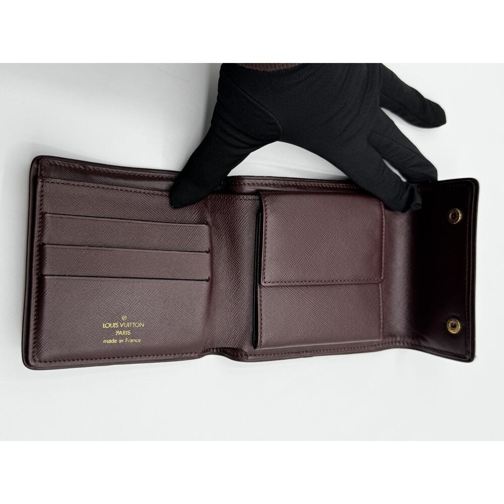 Louis Vuitton Monogram Mini Lin Red Canvas Compact Wallet Bifold Made in France - Picture 15 of 16